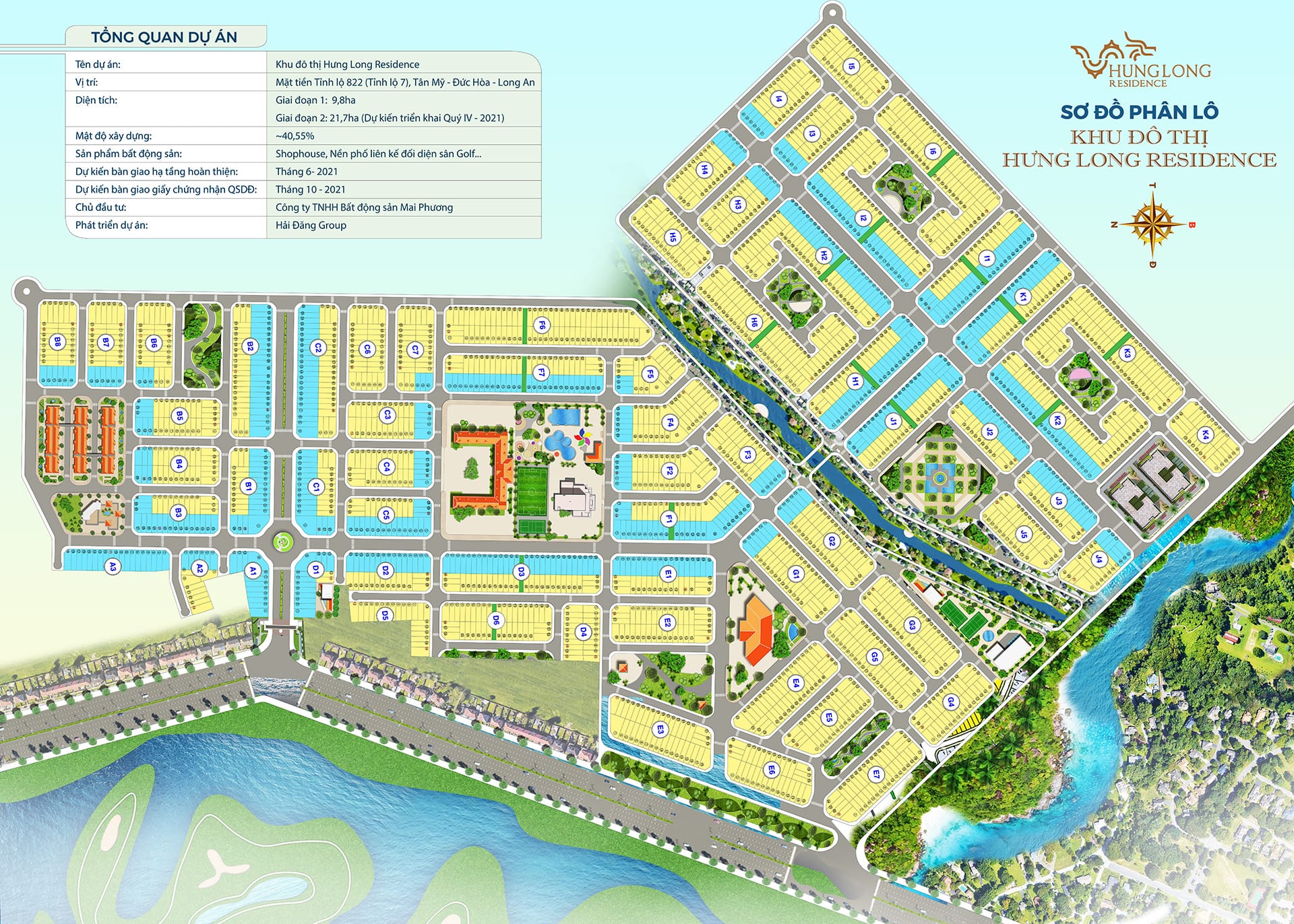 sơ đồ phân lô mặt bằng hưng long residence đức hòa long an